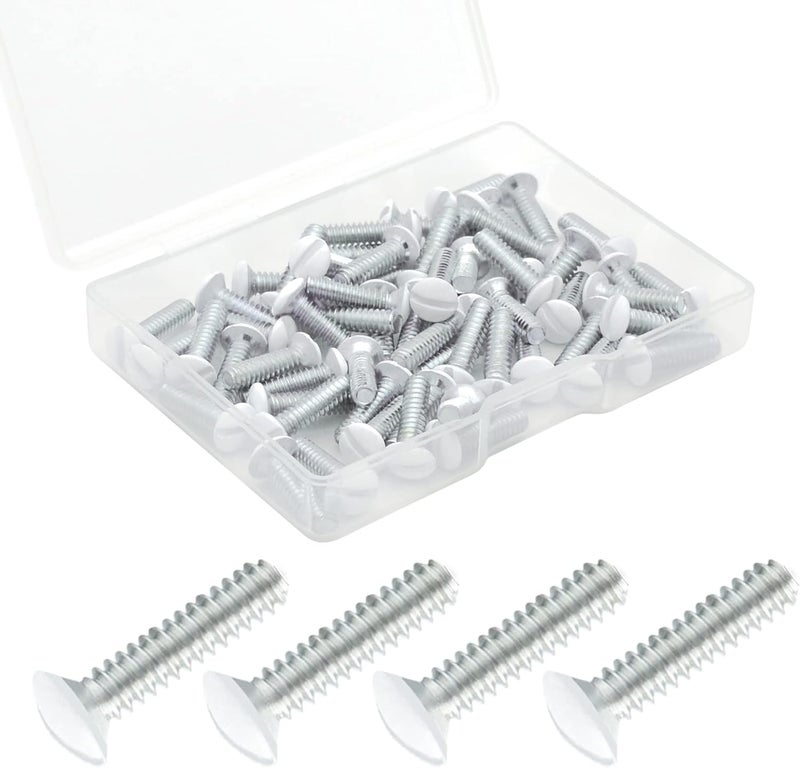Taezn 60 Packs Wall Plate Screws, 1/2 Inch Long 6-32 Thread White Screws for Wall Plates Perfect Replacement with Outlet Cover, Switch Plate and Light Switch Plate Screws - Image 1